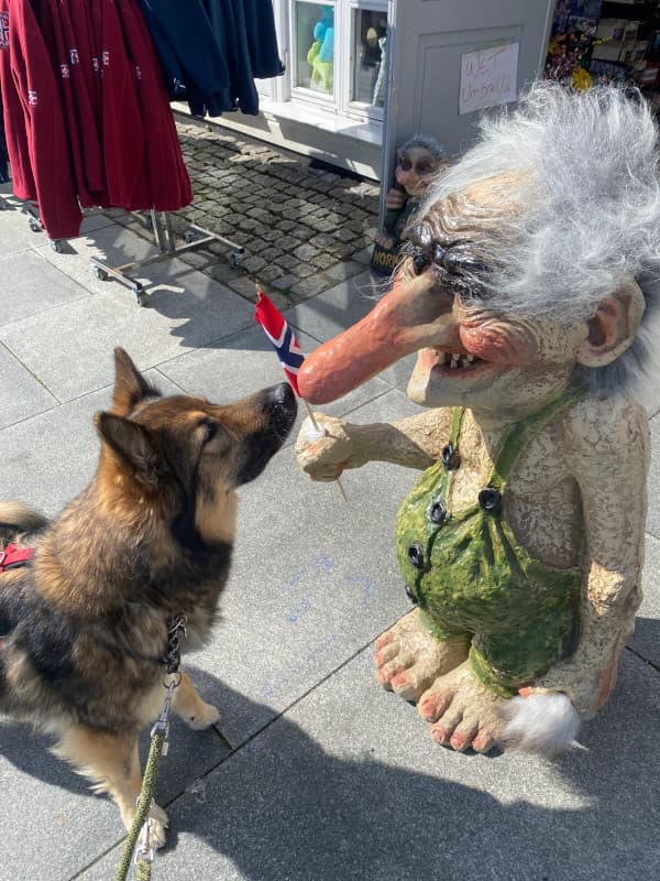 Leeyah und eine Trollfigur - Norwegen, Stavagner